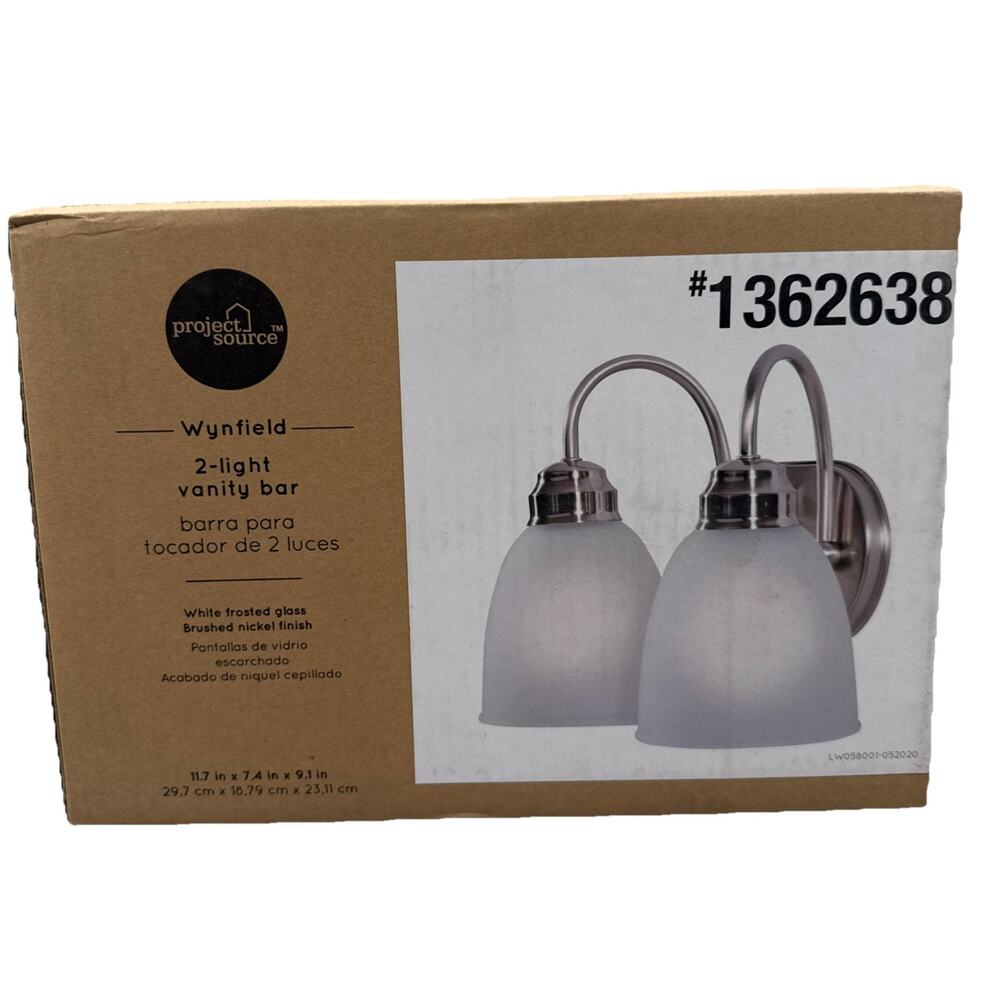 Wynfield 2-light Nickel Traditional Vanity Lighting, White Frosted Glass (F5)
